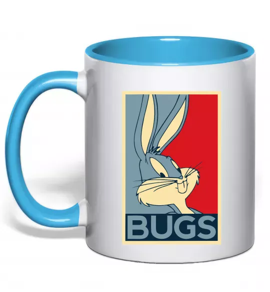 Чашка с цветной ручкой Bugs Голубой фото