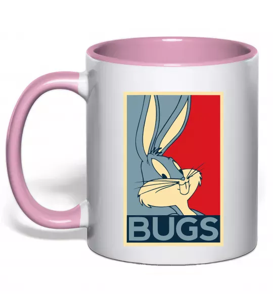 Чашка с цветной ручкой Bugs Нежно розовый фото