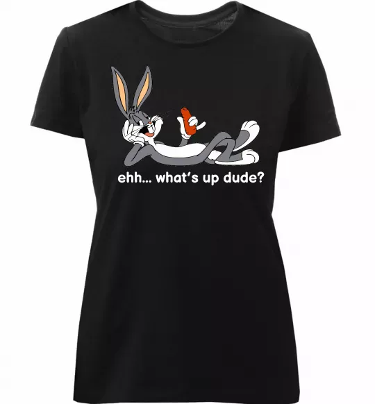 Женская премиум футболка Whats up dude? Bugs Черный фото