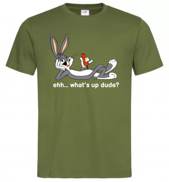 Мужская футболка Whats up dude? Bugs Оливковый фото