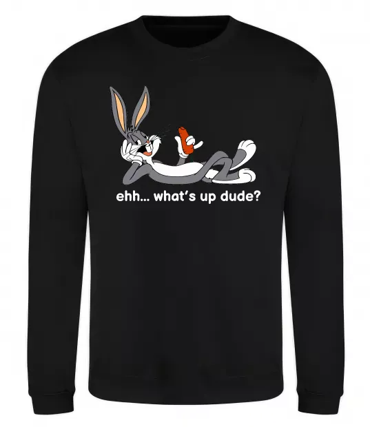 Світшот Whats up dude? Bugs Чорний фото