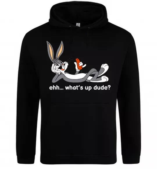 Мужская толстовка (худи) Whats up dude? Bugs Черный фото