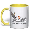 Чашка с цветной ручкой Whats up dude? Bugs Солнечно желтый фото