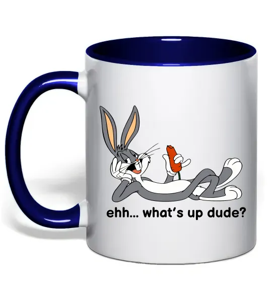 Чашка с цветной ручкой Whats up dude? Bugs Глубокий темно-синий фото