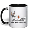 Чашка с цветной ручкой Whats up dude? Bugs Черный фото