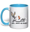 Чашка с цветной ручкой Whats up dude? Bugs Голубой фото