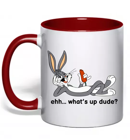 Чашка с цветной ручкой Whats up dude? Bugs Красный фото