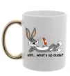 Чашка с цветной ручкой Whats up dude? Bugs Золото фото