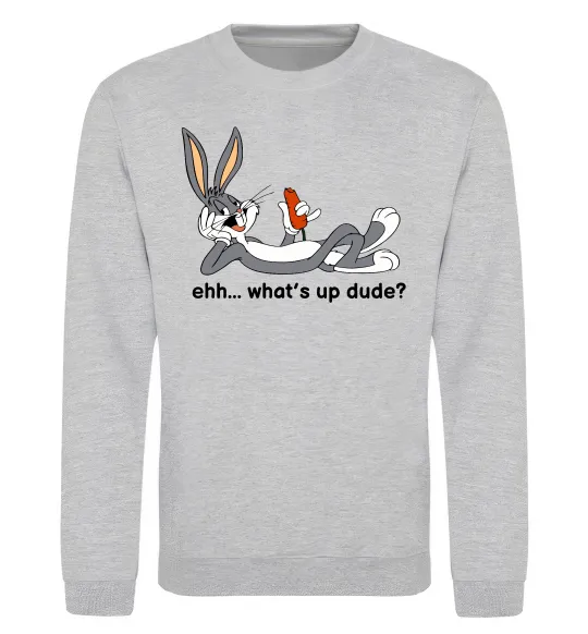 Свитшот Whats up dude? Bugs Серый меланж фото