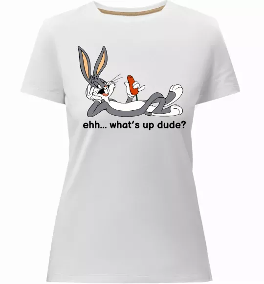 Женская премиум футболка Whats up dude? Bugs Белый фото