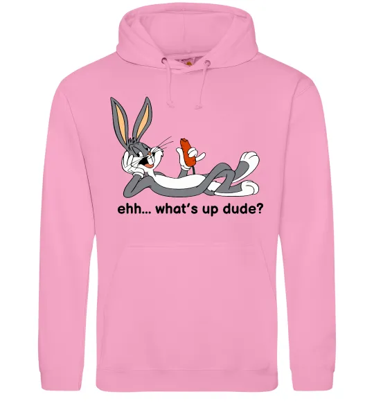 Мужская толстовка (худи) Whats up dude? Bugs Розовый фото