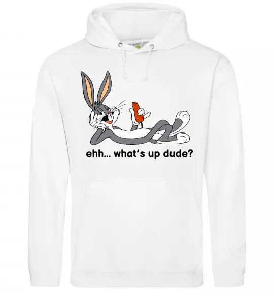 Мужская толстовка (худи) Whats up dude? Bugs Белый фото