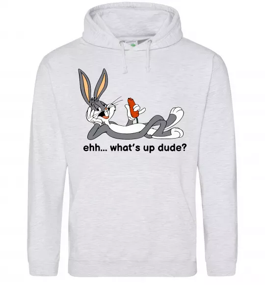 Мужская толстовка (худи) Whats up dude? Bugs Серый меланж фото
