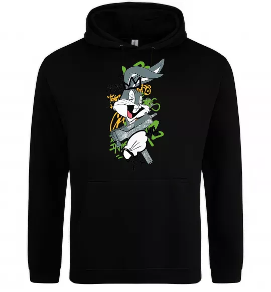 Чоловіча толстовка (худі) Bugs Bunny графіті Чорний фото