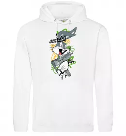 Мужская толстовка (худи) Bugs Bunny графіті Белый фото
