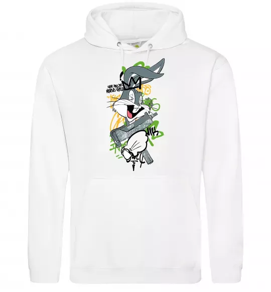 Женская толстовка (худи) Bugs Bunny графіті Белый фото