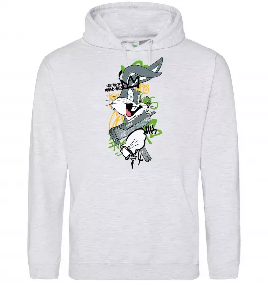 Женская толстовка (худи) Bugs Bunny графіті Серый меланж фото