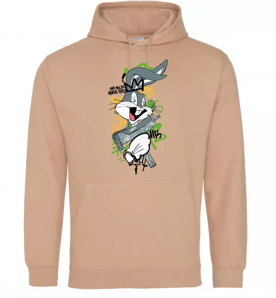 Женская толстовка (худи) Bugs Bunny графіті Песочный фото