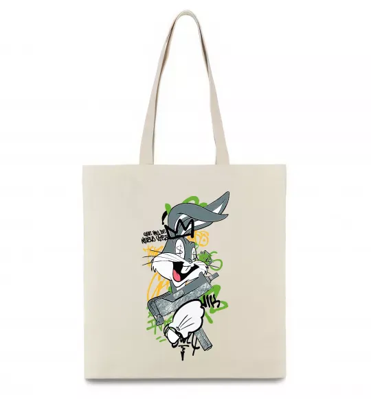 Еко-сумка Bugs Bunny графіті Бежевий фото