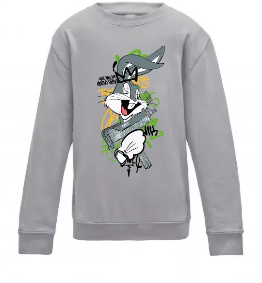 Детский Свитшот Bugs Bunny графіті Серый меланж фото