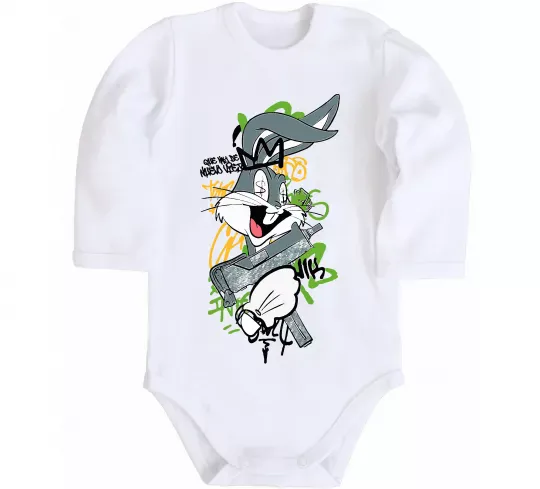 Детский боди Bugs Bunny графіті Белый фото