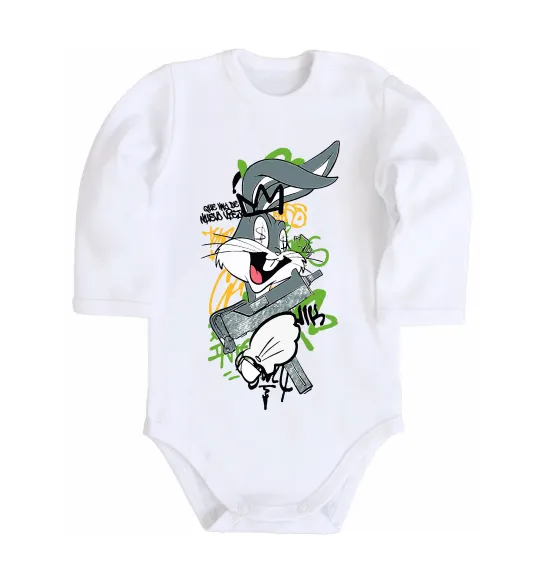 Детский боди Bugs Bunny графіті Белый фото