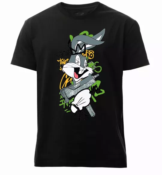Мужская премиум футболка Bugs Bunny графіті Черный фото