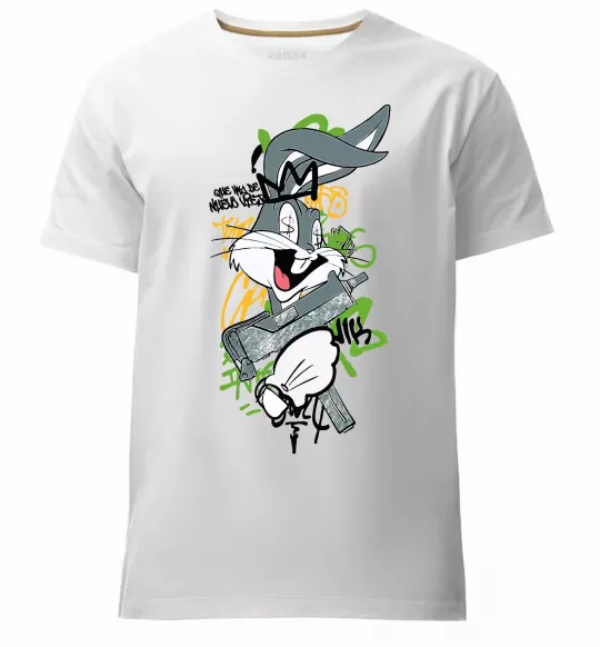 Мужская премиум футболка Bugs Bunny графіті Белый фото