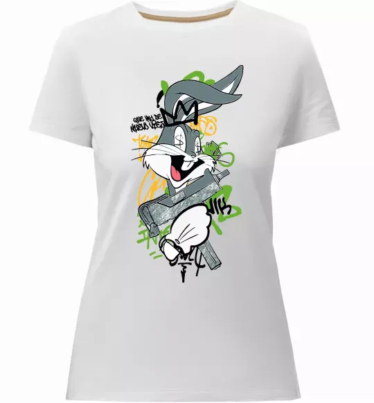 Жіноча преміум футболка Bugs Bunny графіті Білий фото