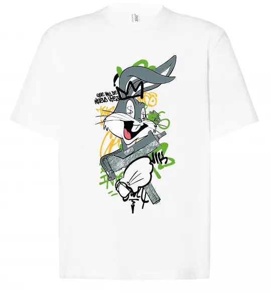 Футболка Оверсайз Bugs Bunny графіті Белый фото