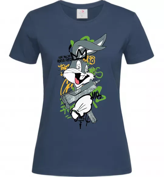 Женская футболка Bugs Bunny графіті Темно-синий фото