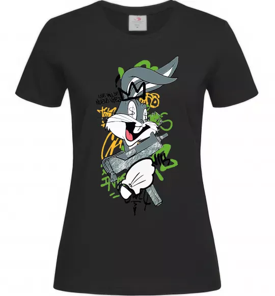 Женская футболка Bugs Bunny графіті Черный фото