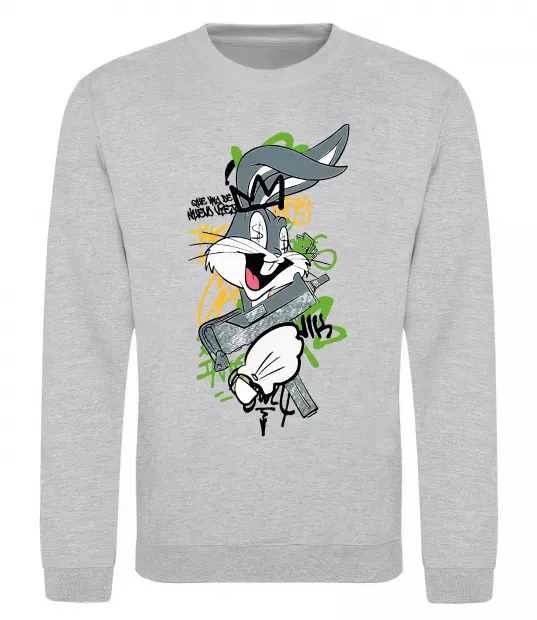 Світшот Bugs Bunny графіті Сірий меланж фото