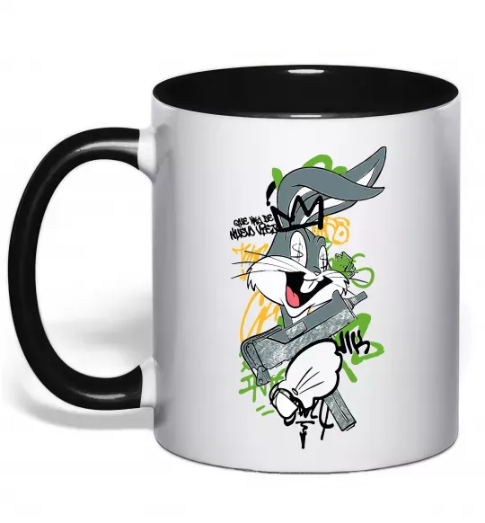 Чашка с цветной ручкой Bugs Bunny графіті Черный фото