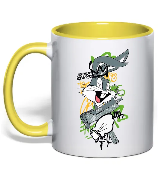 Чашка з кольоровою ручкою Bugs Bunny графіті Лимонний фото