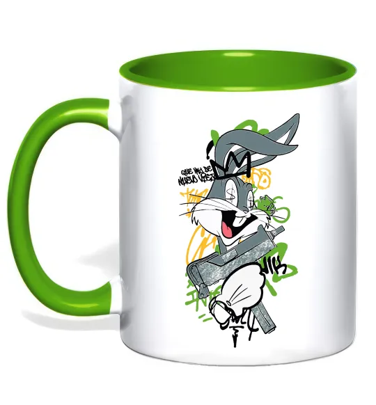 Чашка з кольоровою ручкою Bugs Bunny графіті Лаймовий фото