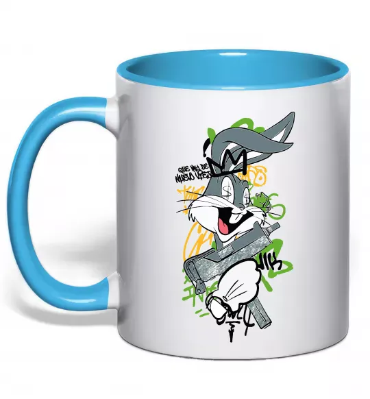 Чашка с цветной ручкой Bugs Bunny графіті Голубой фото