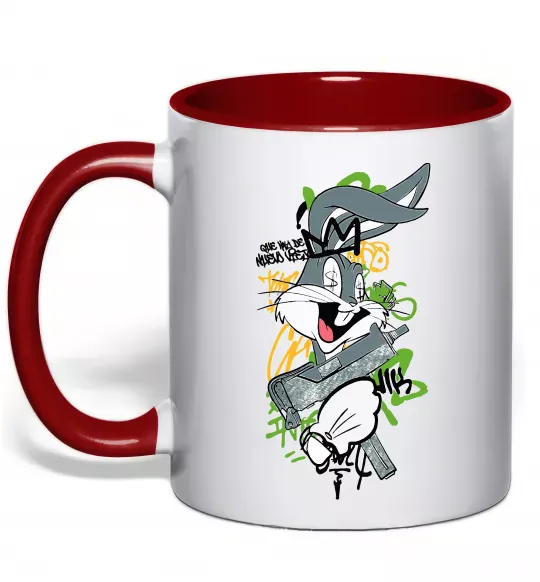 Чашка с цветной ручкой Bugs Bunny графіті Красный фото