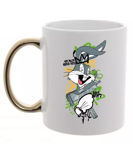 Чашка с цветной ручкой Bugs Bunny графіті Золото фото