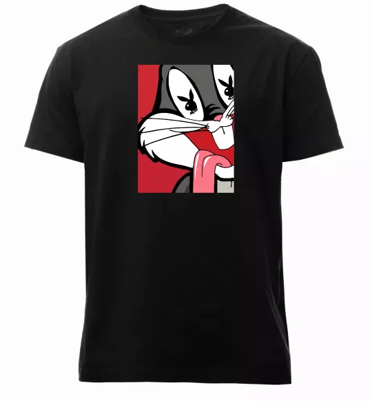 Мужская премиум футболка Bugs Bunny play boy Черный фото