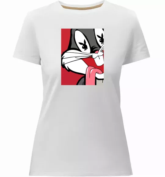 Жіноча преміум футболка Bugs Bunny play boy Білий фото