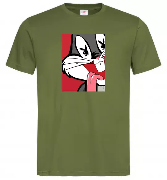 Мужская футболка Bugs Bunny play boy Оливковый фото