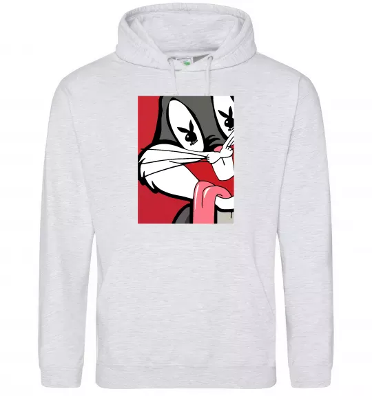 Чоловіча толстовка (худі) Bugs Bunny play boy Сірий меланж фото