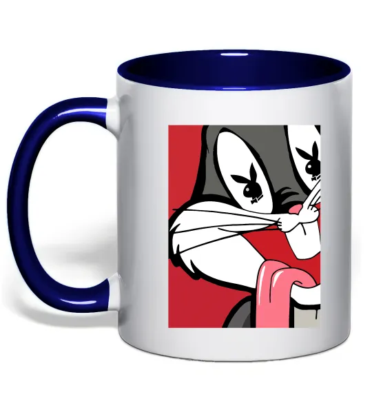 Чашка с цветной ручкой Bugs Bunny play boy Глубокий темно-синий фото