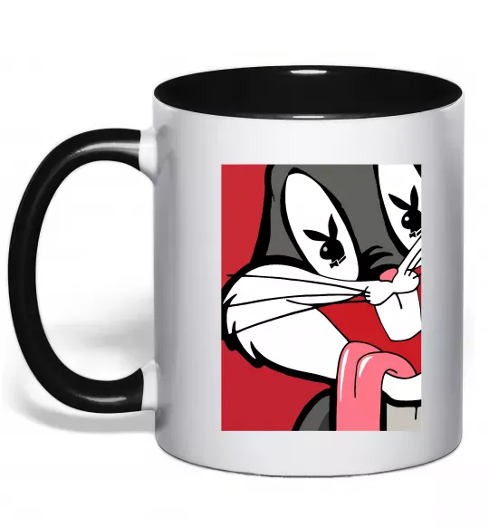 Чашка с цветной ручкой Bugs Bunny play boy Черный фото