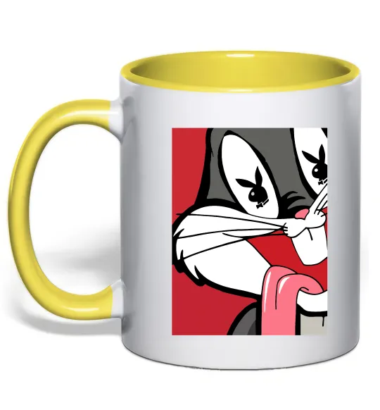 Чашка з кольоровою ручкою Bugs Bunny play boy Лимонний фото