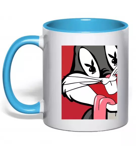 Чашка с цветной ручкой Bugs Bunny play boy Голубой фото