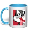 Чашка с цветной ручкой Bugs Bunny play boy Голубой Чашка с цветной ручкой Bugs Bunny play boy Голубой фото