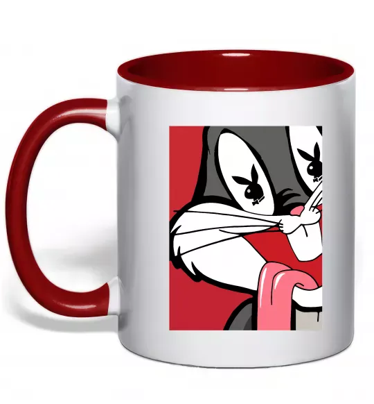 Чашка с цветной ручкой Bugs Bunny play boy Красный фото