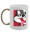 Чашка с цветной ручкой Bugs Bunny play boy Золото Чашка с цветной ручкой Bugs Bunny play boy Золото фото